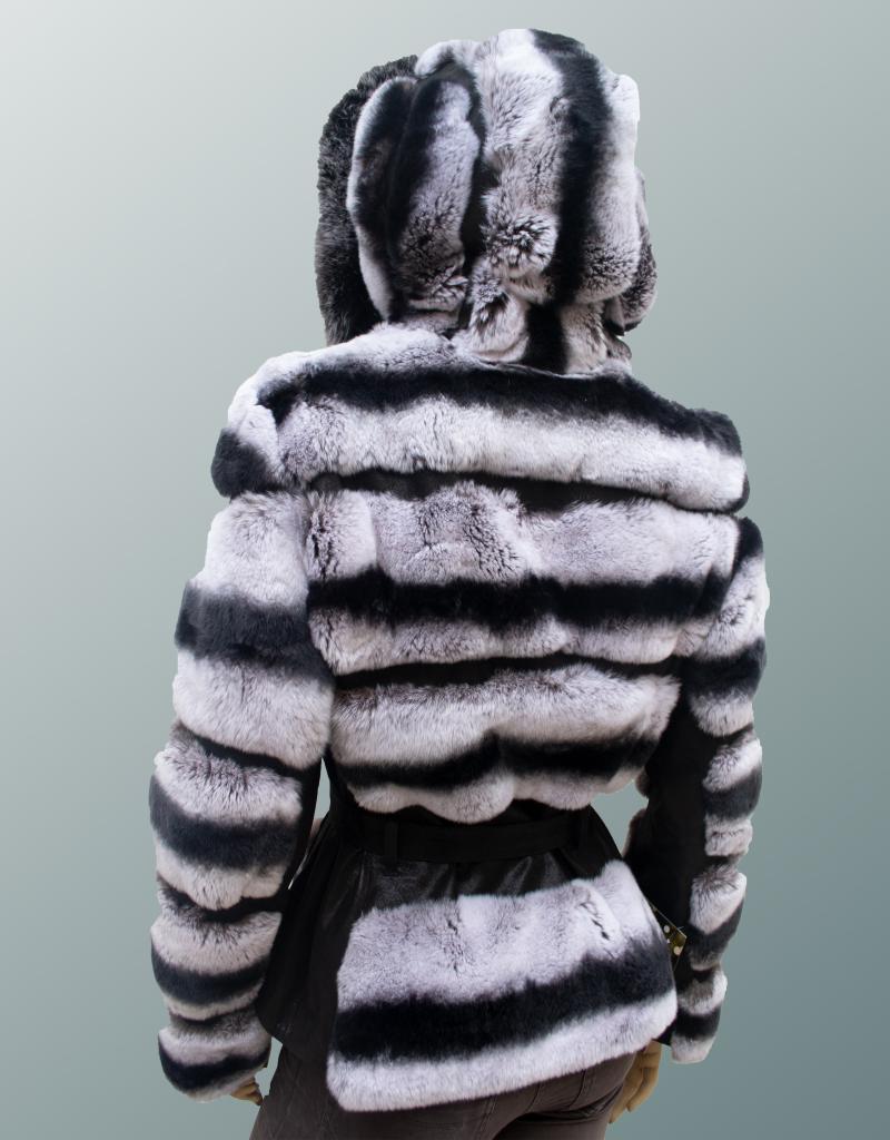 Палто от естествена чинчила и естествен велур - снимка 3